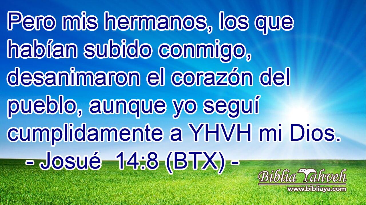 Pero mis hermanos, los que habían subido conmigo, desanimaron el corazón del pueblo, aunque yo seguí cumplidamente a YHVH mi Dios.