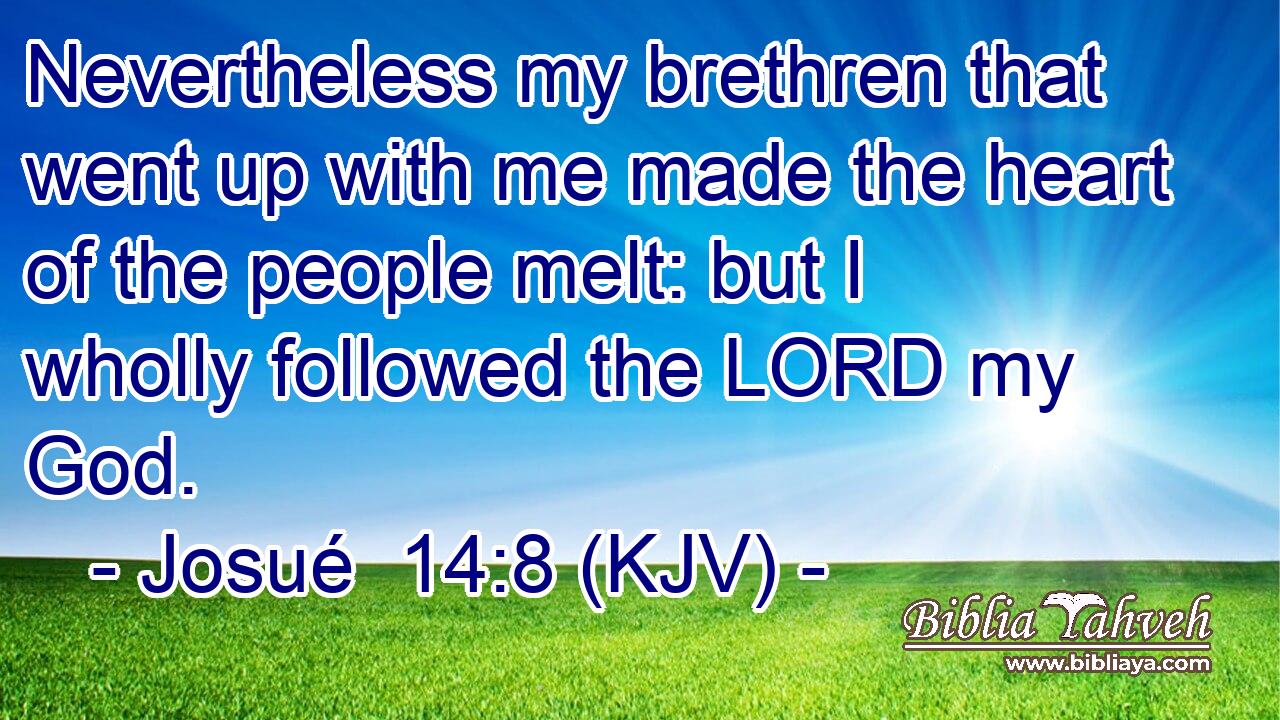 Nevertheless my brethren that went up with me made the heart of the people melt: but I wholly followed the LORD my God.