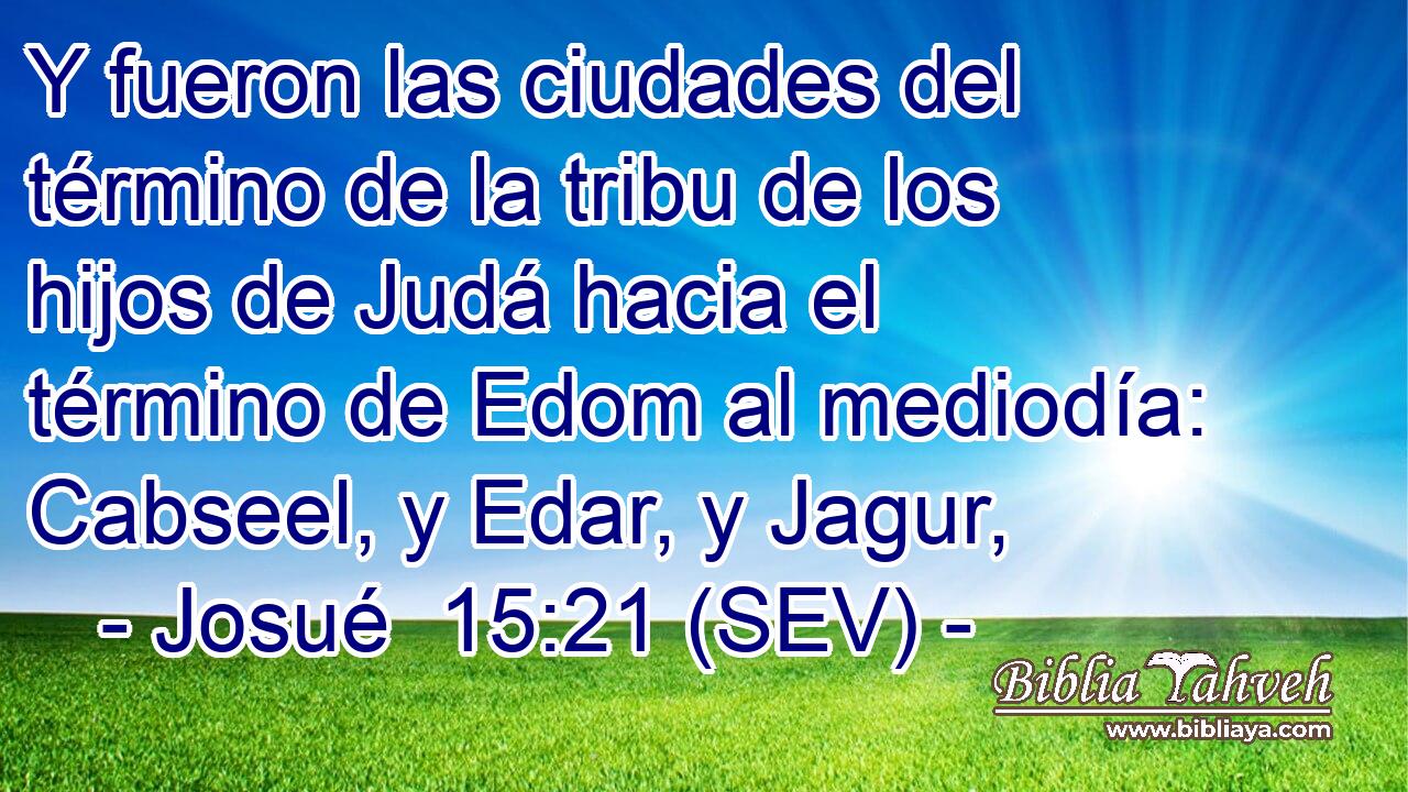 Y fueron las ciudades del término de la tribu de los hijos de Judá hacia el término de Edom al mediodía: Cabseel, y Edar, y Jagur,