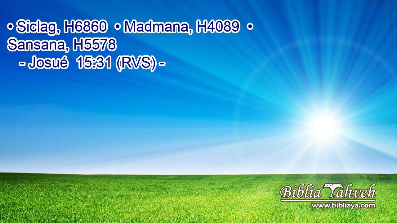 • Siclag, H6860  • Madmana, H4089  • Sansana, H5578  