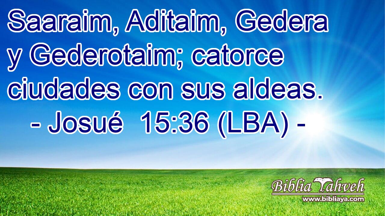 Saaraim, Aditaim, Gedera y Gederotaim; catorce ciudades con sus aldeas.