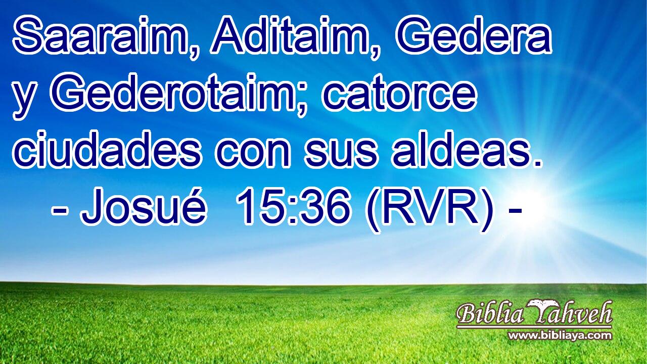 Saaraim, Aditaim, Gedera y Gederotaim; catorce ciudades con sus aldeas.