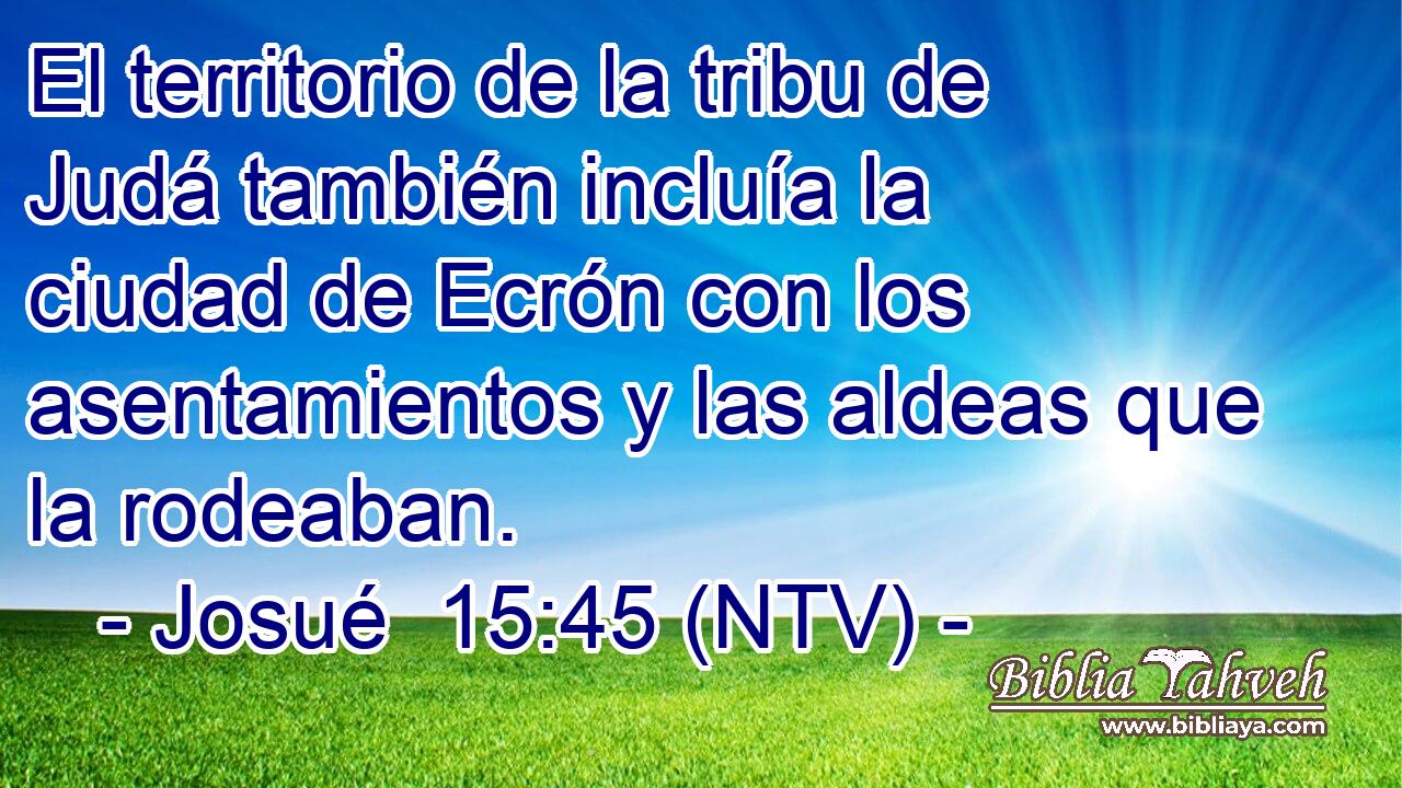 El territorio de la tribu de Judá también incluía la ciudad de Ecrón con los asentamientos y las aldeas que la rodeaban.