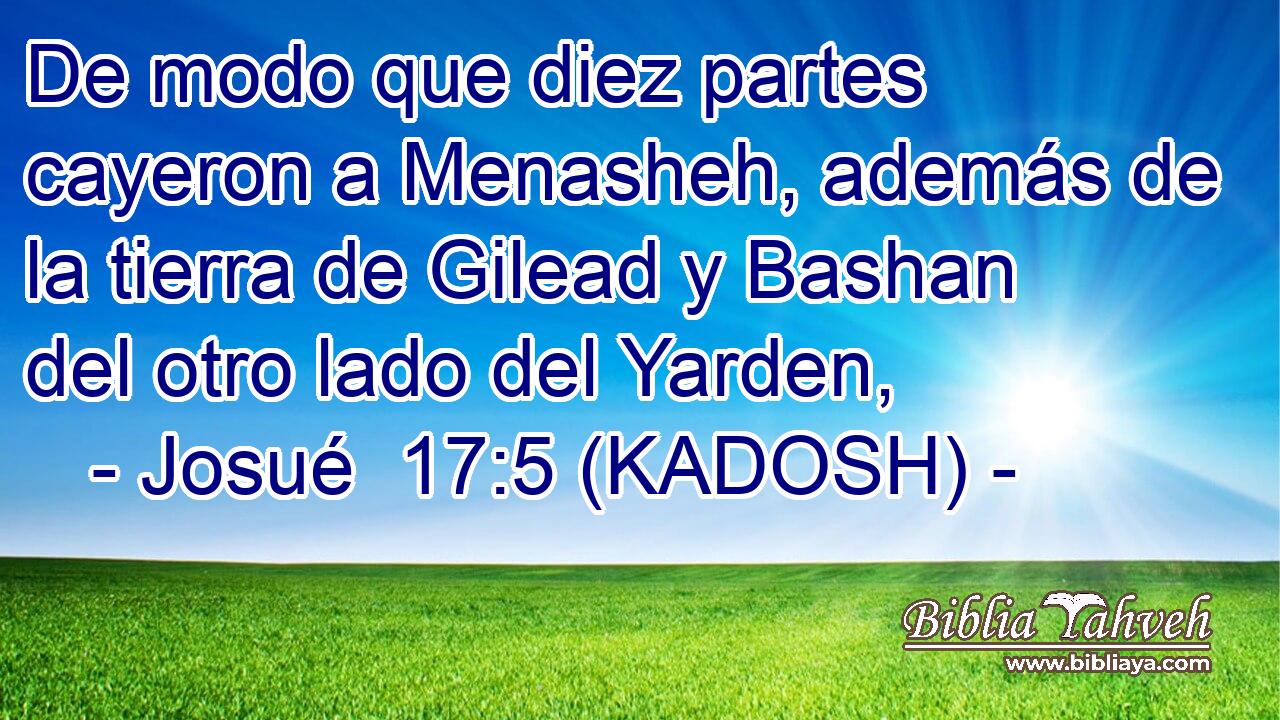  De modo que diez partes cayeron a Menasheh, además de la tierra de Gilead y Bashan del otro lado del Yarden, 