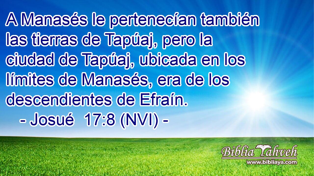  A Manasés le pertenecían también las tierras de Tapúaj, pero la ciudad de Tapúaj, ubicada en los límites de Manasés, era de los descendientes de Efraín. 