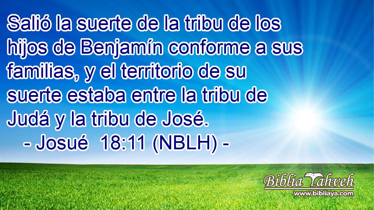  Salió la suerte de la tribu de los hijos de Benjamín conforme a sus familias, y el territorio de su suerte estaba entre la tribu de Judá y la tribu de José. 
