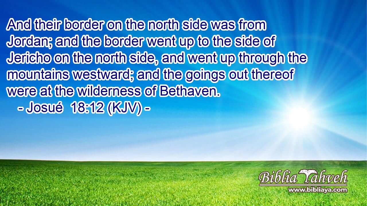 And their border on the north side was from Jordan; and the border went up to the side of Jericho on the north side, and went up through the mountains westward; and the goings out thereof were at the wilderness of Bethaven.