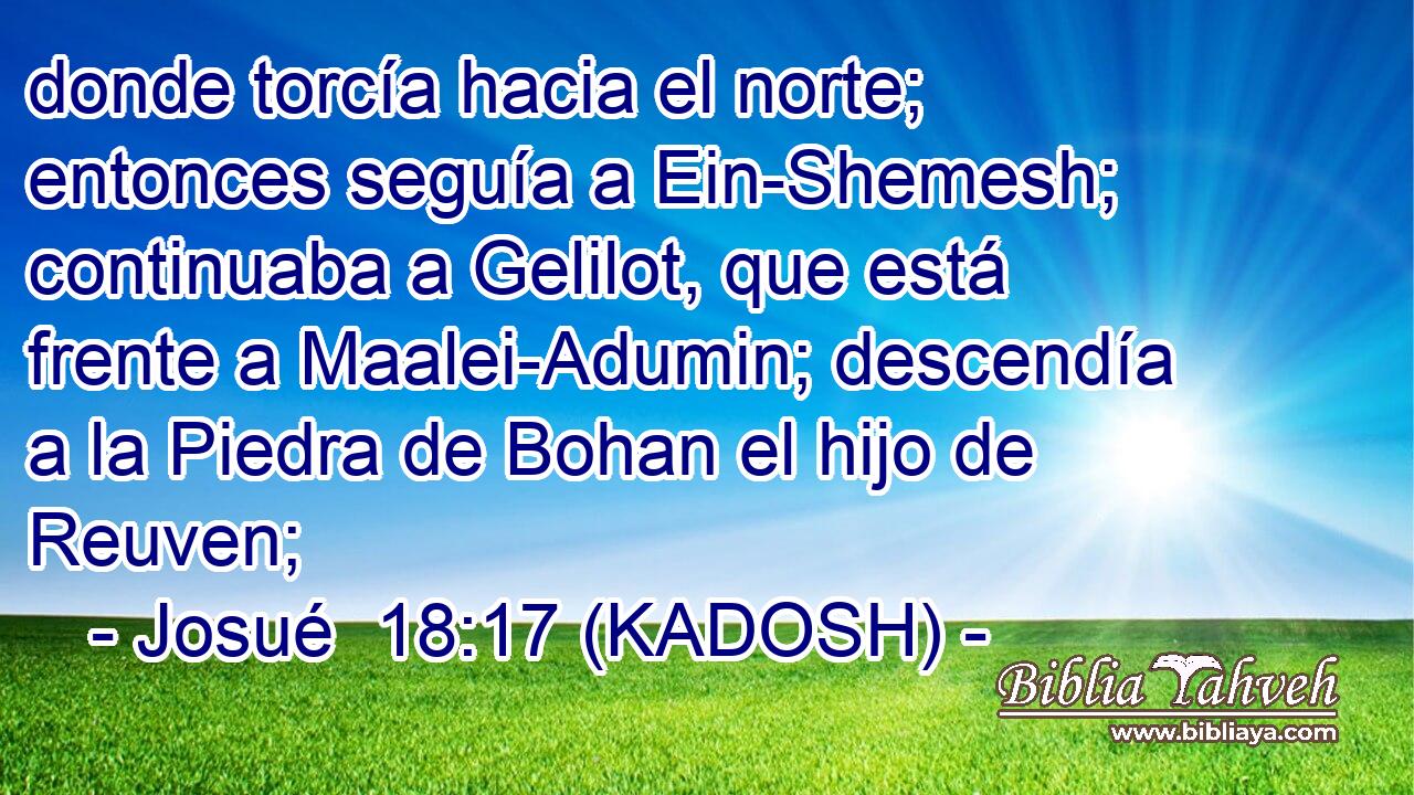  donde torcía hacia el norte; entonces seguía a Ein-Shemesh; continuaba a Gelilot, que está frente a Maalei-Adumin; descendía a la Piedra de Bohan el hijo de Reuven; 
