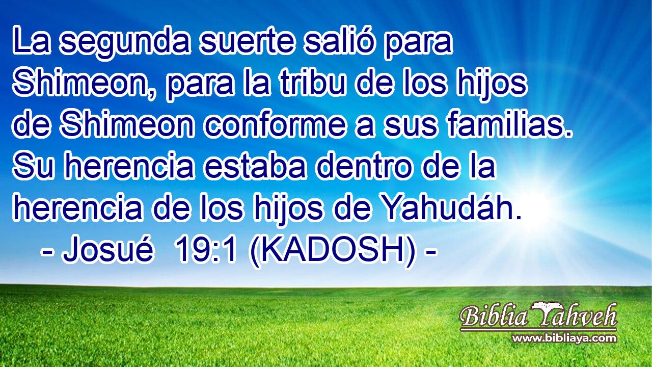  La segunda suerte salió para Shimeon, para la tribu de los hijos de Shimeon conforme a sus familias. Su herencia estaba dentro de la herencia de los hijos de Yahudáh. 