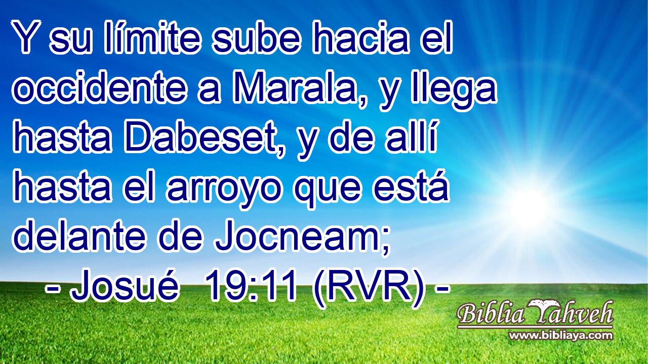 Y su límite sube hacia el occidente a Marala, y llega hasta Dabeset, y de allí hasta el arroyo que está delante de Jocneam;