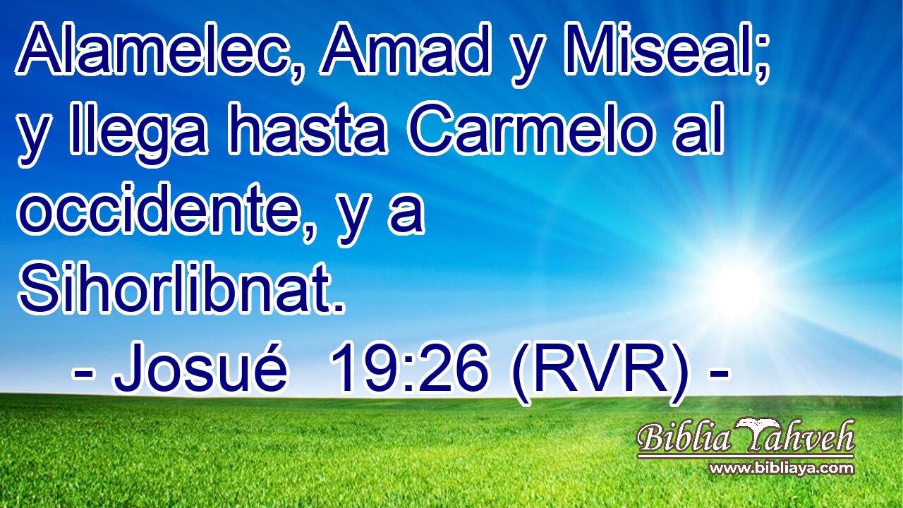 Alamelec, Amad y Miseal; y llega hasta Carmelo al occidente, y a Sihorlibnat.