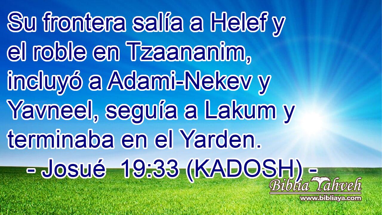  Su frontera salía a Helef y el roble en Tzaananim, incluyó a Adami-Nekev y Yavneel, seguía a Lakum y terminaba en el Yarden. 