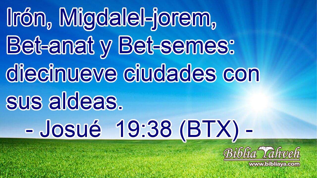 Irón, Migdalel-jorem, Bet-anat y Bet-semes: diecinueve ciudades con sus aldeas.