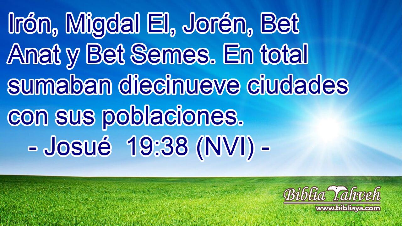  Irón, Migdal El, Jorén, Bet Anat y Bet Semes. En total sumaban diecinueve ciudades con sus poblaciones. 