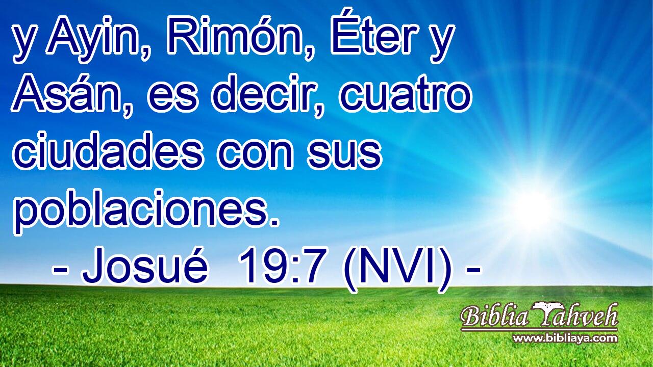  y Ayin, Rimón, Éter y Asán, es decir, cuatro ciudades con sus poblaciones. 