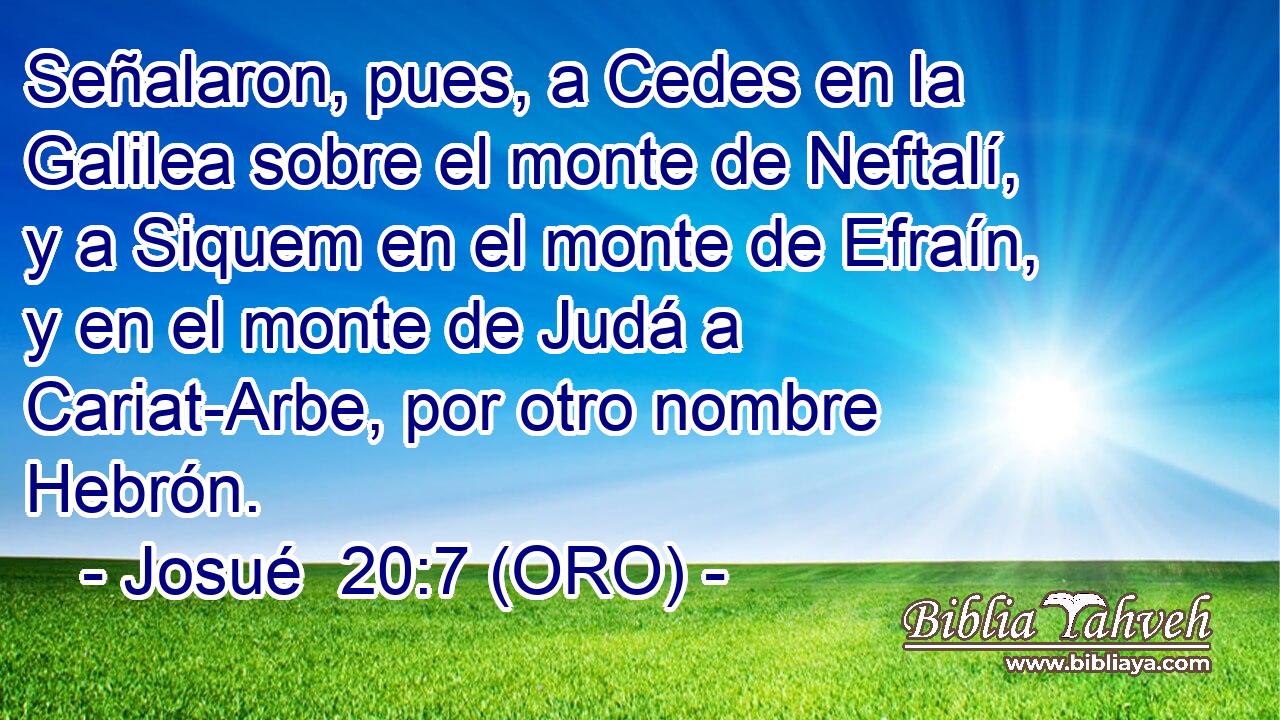  Señalaron, pues, a Cedes en la Galilea sobre el monte de Neftalí, y a Siquem en el monte de Efraín, y en el monte de Judá a Cariat-Arbe, por otro nombre Hebrón. 