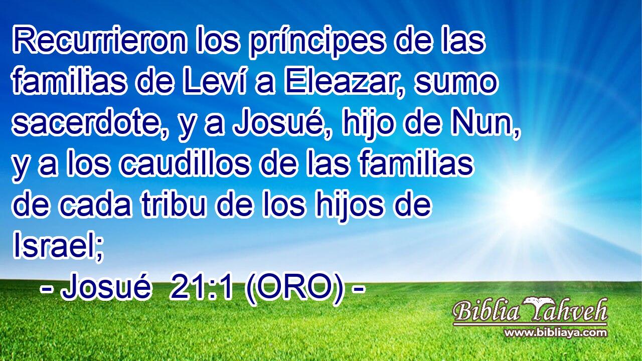  Recurrieron los príncipes de las familias de Leví a Eleazar, sumo sacerdote, y a Josué, hijo de Nun, y a los caudillos de las familias de cada tribu de los hijos de Israel; 