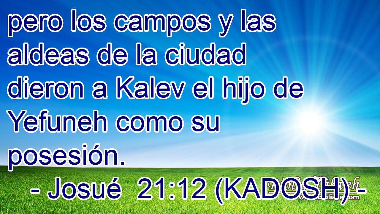  pero los campos y las aldeas de la ciudad dieron a Kalev el hijo de Yefuneh como su posesión. 