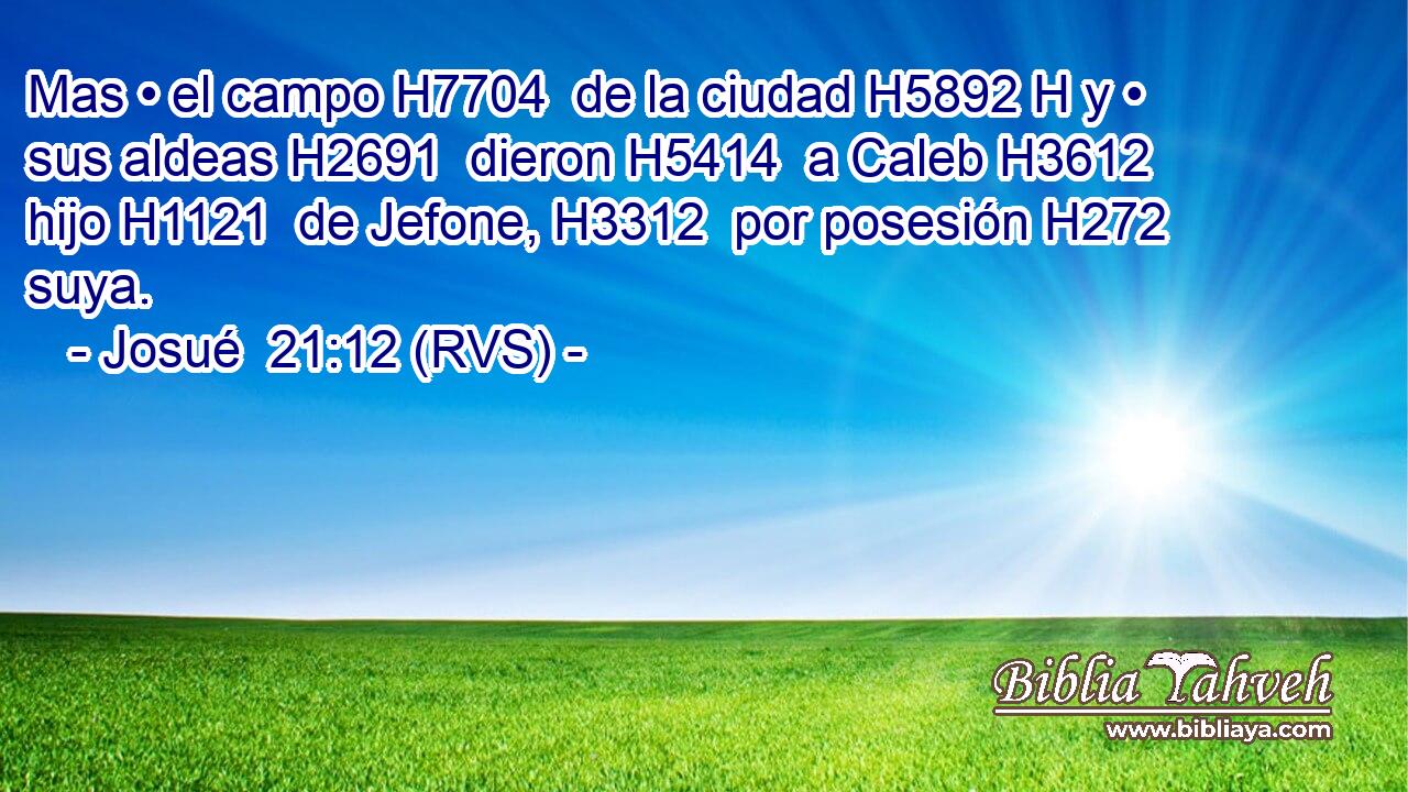 Mas • el campo H7704  de la ciudad H5892 H y • sus aldeas H2691  dieron H5414  a Caleb H3612  hijo H1121  de Jefone, H3312  por posesión H272  suya. 