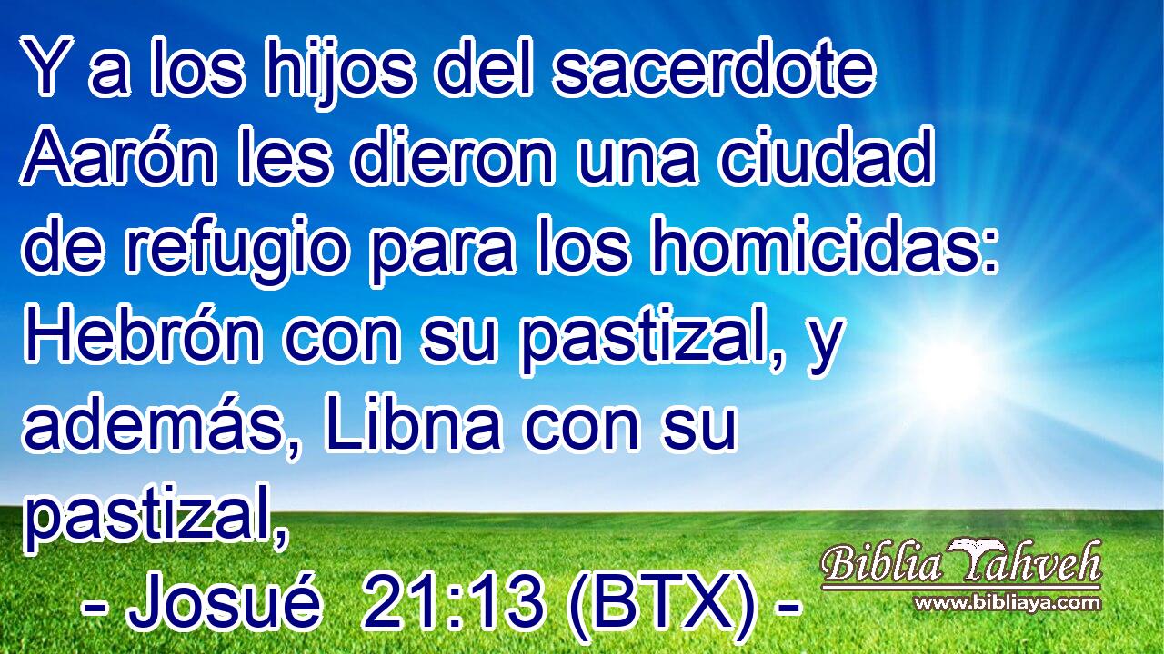 Y a los hijos del sacerdote Aarón les dieron una ciudad de refugio para los homicidas: Hebrón con su pastizal, y además, Libna con su pastizal,