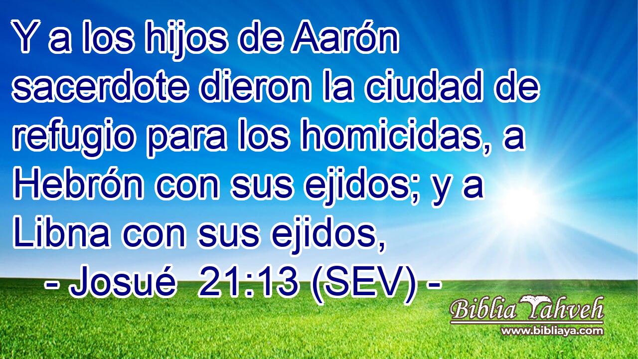 Y a los hijos de Aarón sacerdote dieron la ciudad de refugio para los homicidas, a Hebrón con sus ejidos; y a Libna con sus ejidos,