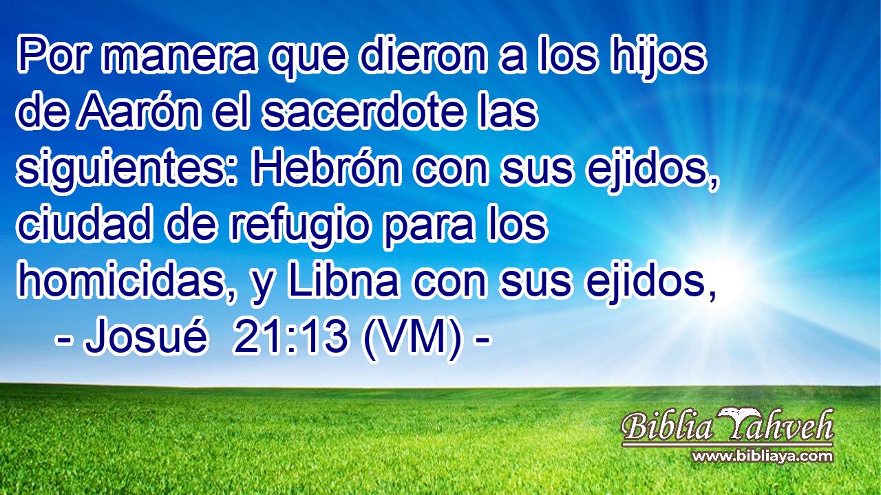  Por manera que dieron a los hijos de Aarón el sacerdote las siguientes: Hebrón con sus ejidos, ciudad de refugio para los homicidas, y Libna con sus ejidos, 