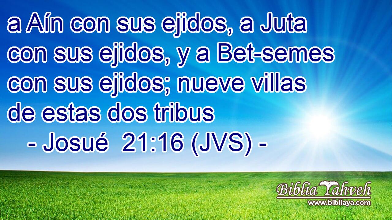 a Aín con sus ejidos, a Juta con sus ejidos, y a Bet-semes con sus ejidos; nueve villas de estas dos tribus