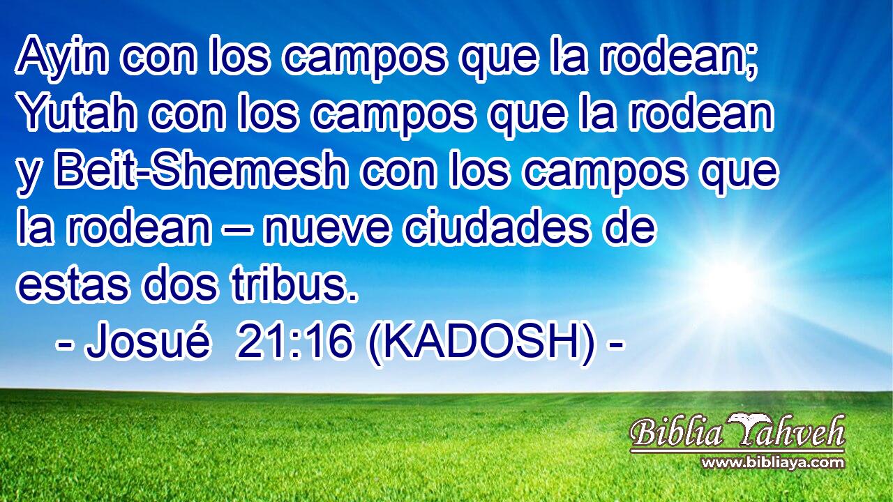  Ayin con los campos que la rodean; Yutah con los campos que la rodean y Beit-Shemesh con los campos que la rodean – nueve ciudades de estas dos tribus. 