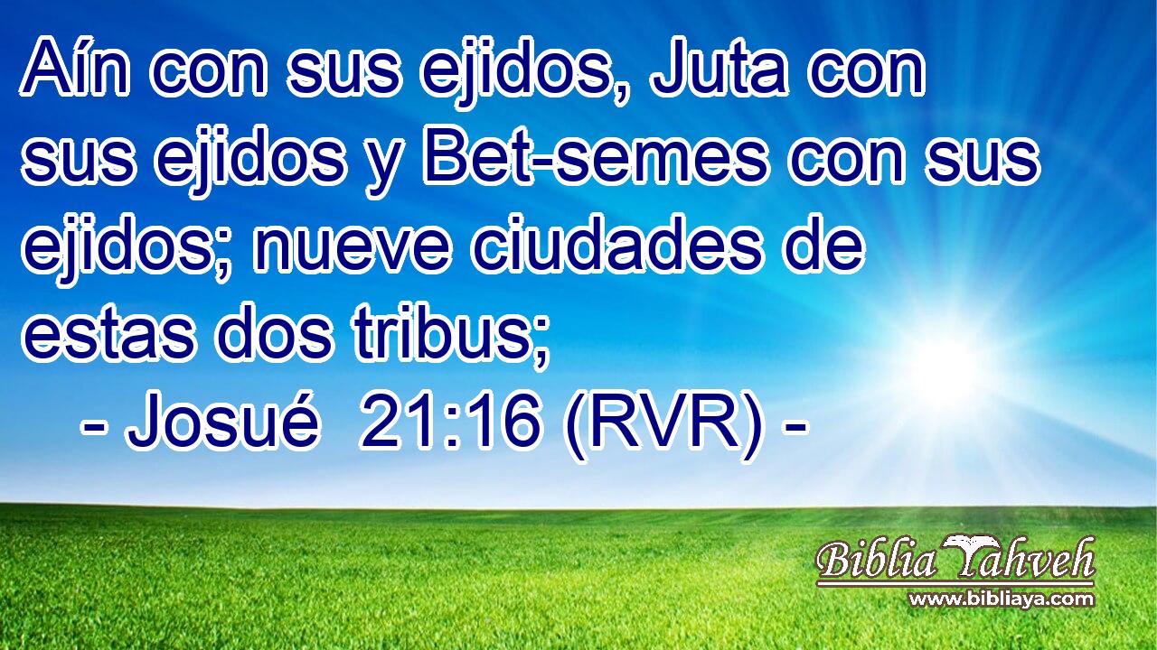 Aín con sus ejidos, Juta con sus ejidos y Bet-semes con sus ejidos; nueve ciudades de estas dos tribus;