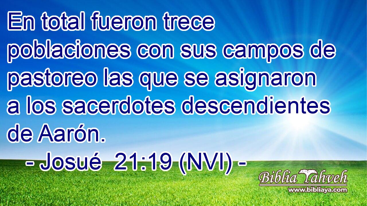  En total fueron trece poblaciones con sus campos de pastoreo las que se asignaron a los sacerdotes descendientes de Aarón. 