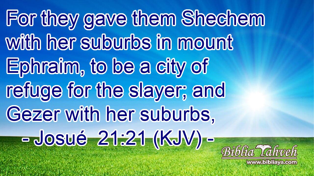 For they gave them Shechem with her suburbs in mount Ephraim, to be a city of refuge for the slayer; and Gezer with her suburbs,