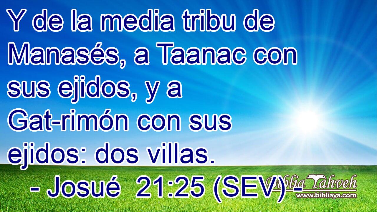 Y de la media tribu de Manasés, a Taanac con sus ejidos, y a Gat-rimón con sus ejidos: dos villas.