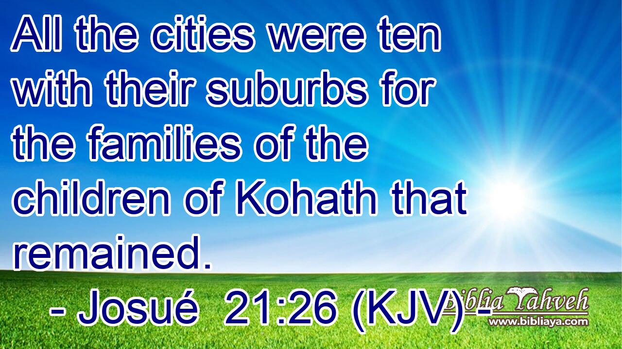 All the cities were ten with their suburbs for the families of the children of Kohath that remained.