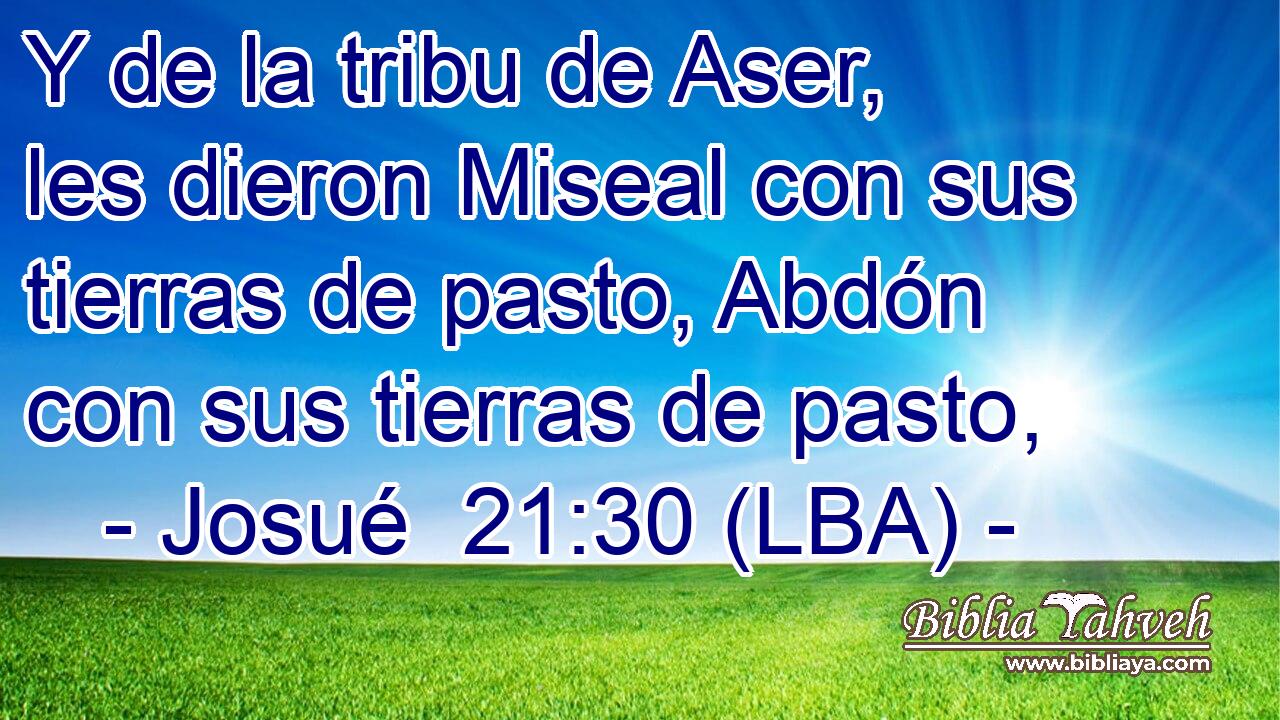 Y de la tribu de Aser, les dieron Miseal con sus tierras de pasto, Abdón con sus tierras de pasto,