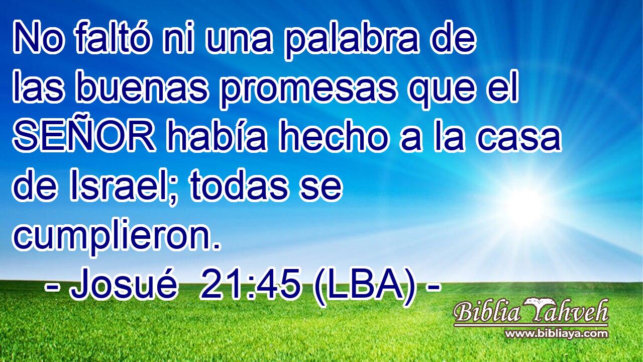 No faltó ni una palabra de las buenas promesas que el SEÑOR había hecho a la casa de Israel; todas se cumplieron.