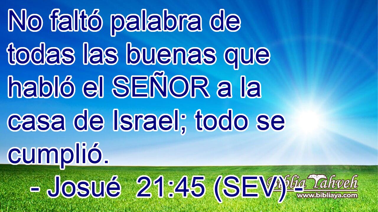No faltó palabra de todas las buenas que habló el SEÑOR a la casa de Israel; todo se cumplió.