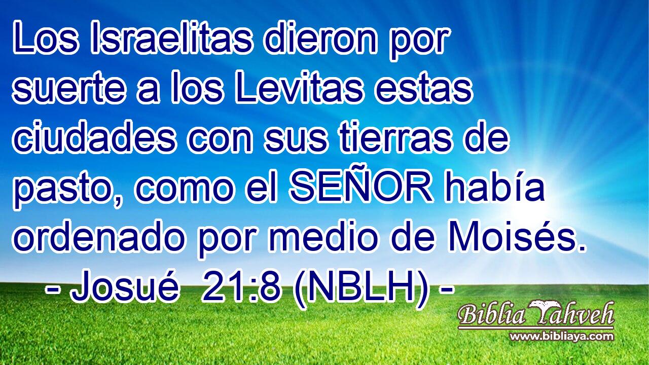  Los Israelitas dieron por suerte a los Levitas estas ciudades con sus tierras de pasto, como el SEÑOR había ordenado por medio de Moisés. 