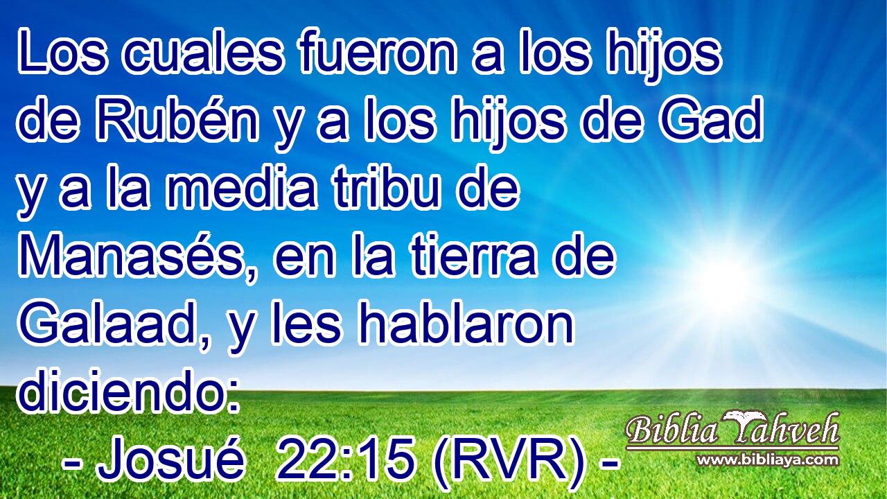 Los cuales fueron a los hijos de Rubén y a los hijos de Gad y a la media tribu de Manasés, en la tierra de Galaad, y les hablaron diciendo: