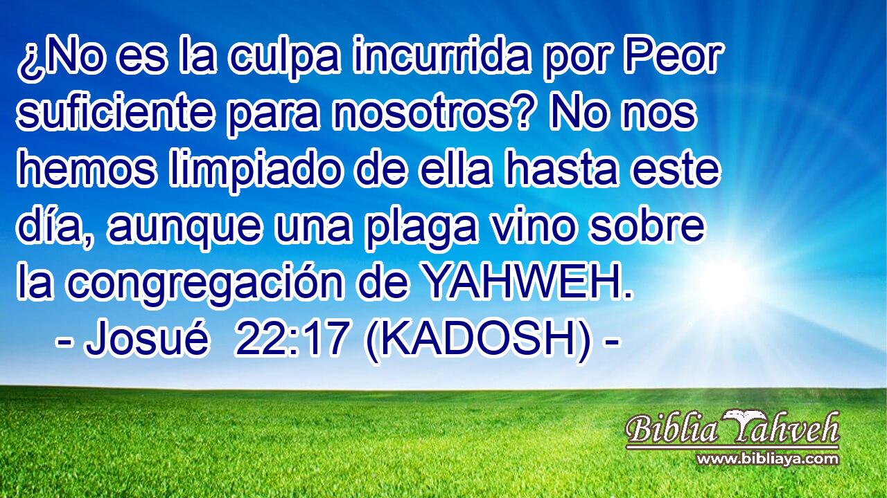  ¿No es la culpa incurrida por Peor suficiente para nosotros? No nos hemos limpiado de ella hasta este día, aunque una plaga vino sobre la congregación de YAHWEH. 