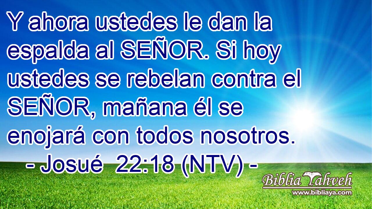 Y ahora ustedes le dan la espalda al SEÑOR. Si hoy ustedes se rebelan contra el SEÑOR, mañana él se enojará con todos nosotros.