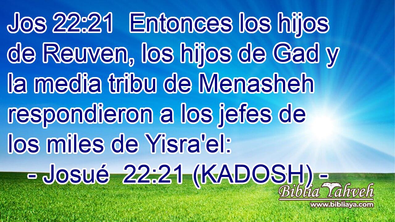  Entonces los hijos de Reuven, los hijos de Gad y la media tribu de Menasheh respondieron a los jefes de los miles de Yisra'el: 