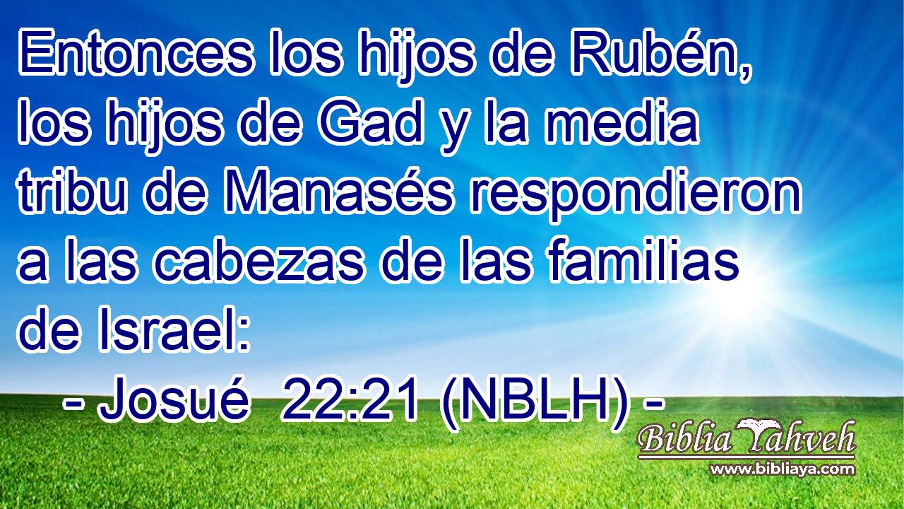  Entonces los hijos de Rubén, los hijos de Gad y la media tribu de Manasés respondieron a las cabezas de las familias de Israel: 