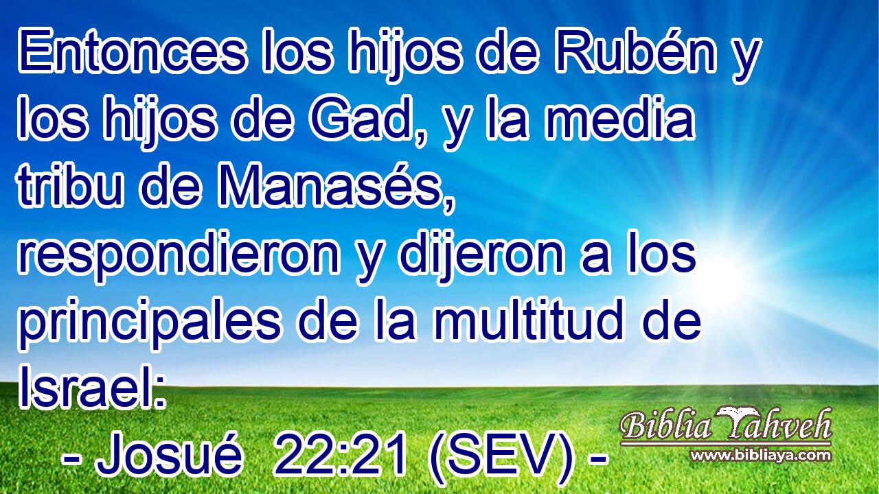 Entonces los hijos de Rubén y los hijos de Gad, y la media tribu de Manasés, respondieron y dijeron a los principales de la multitud de Israel: