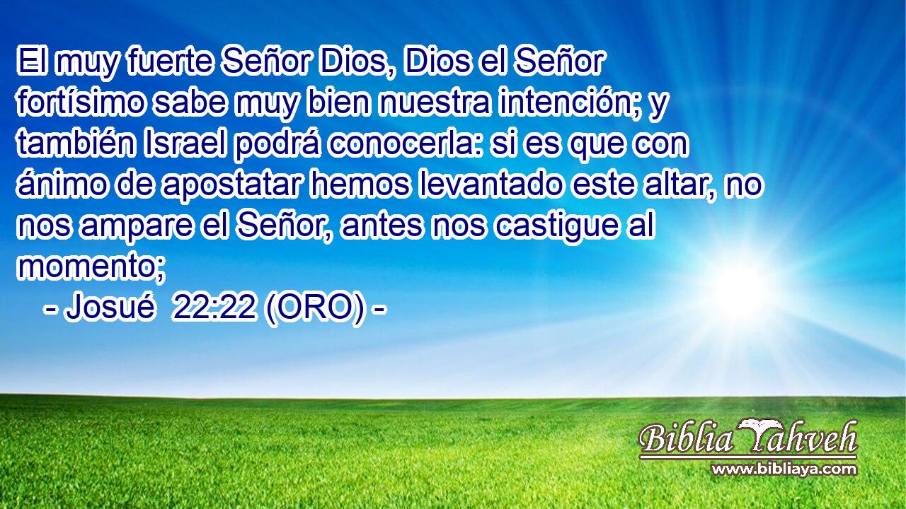 El muy fuerte Señor Dios, Dios el Señor fortísimo sabe muy bien nuestra intención; y también Israel podrá conocerla: si es que con ánimo de apostatar hemos levantado este altar, no nos ampare el Señor, antes nos castigue al momento; 