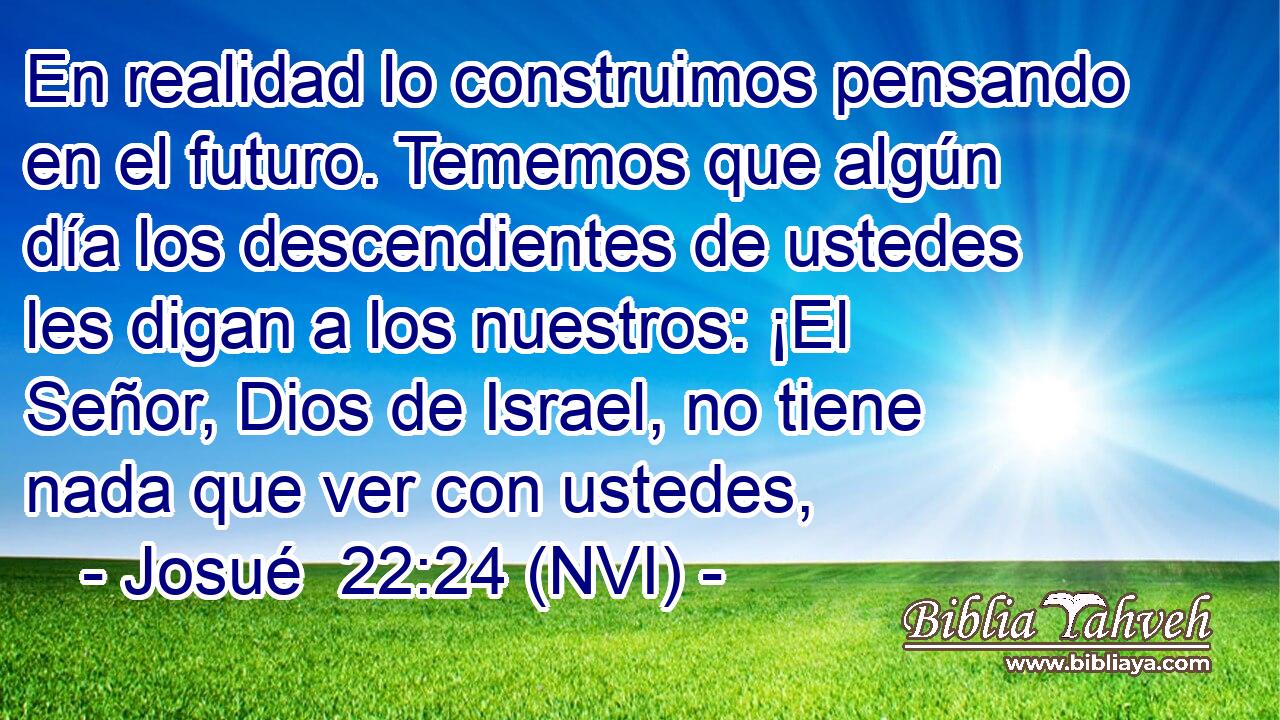  En realidad lo construimos pensando en el futuro. Tememos que algún día los descendientes de ustedes les digan a los nuestros: ¡El Señor, Dios de Israel, no tiene nada que ver con ustedes, 