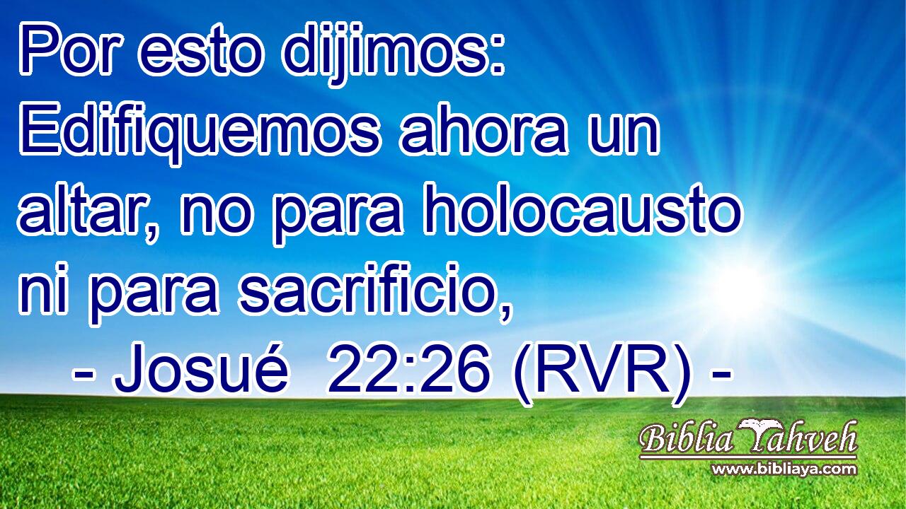 Por esto dijimos: Edifiquemos ahora un altar, no para holocausto ni para sacrificio,