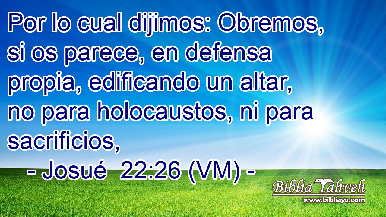  Por lo cual dijimos: Obremos, si os parece, en defensa propia, edificando un altar, no para holocaustos, ni para sacrificios, 