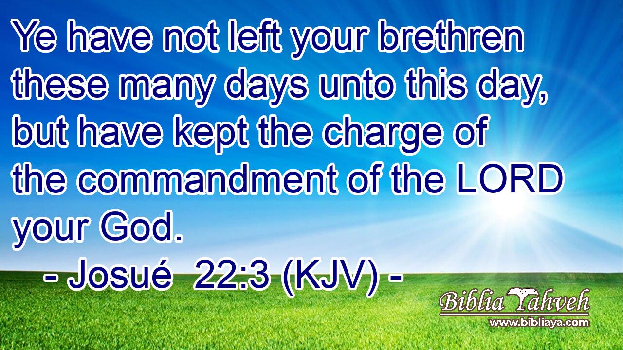 Ye have not left your brethren these many days unto this day, but have kept the charge of the commandment of the LORD your God.
