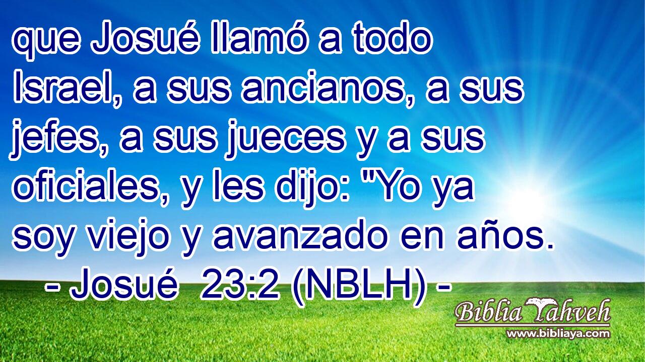  que Josué llamó a todo Israel, a sus ancianos, a sus jefes, a sus jueces y a sus oficiales, y les dijo: 