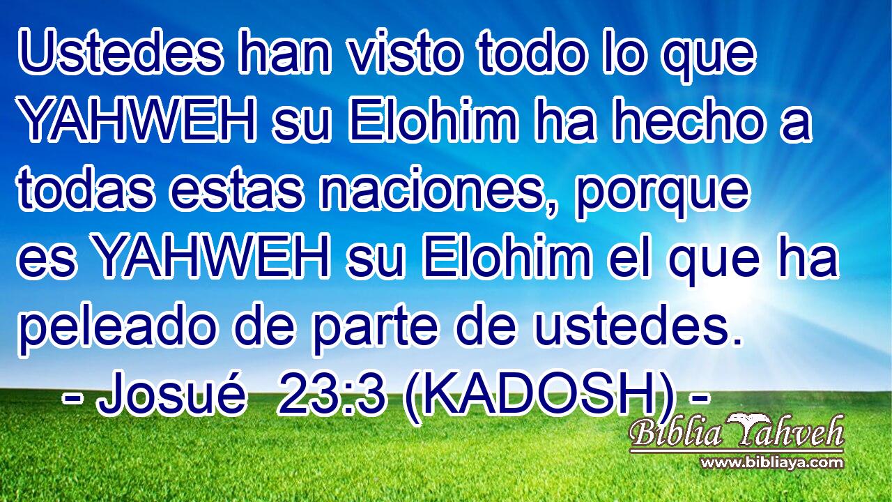  Ustedes han visto todo lo que YAHWEH su Elohim ha hecho a todas estas naciones, porque es YAHWEH su Elohim el que ha peleado de parte de ustedes. 